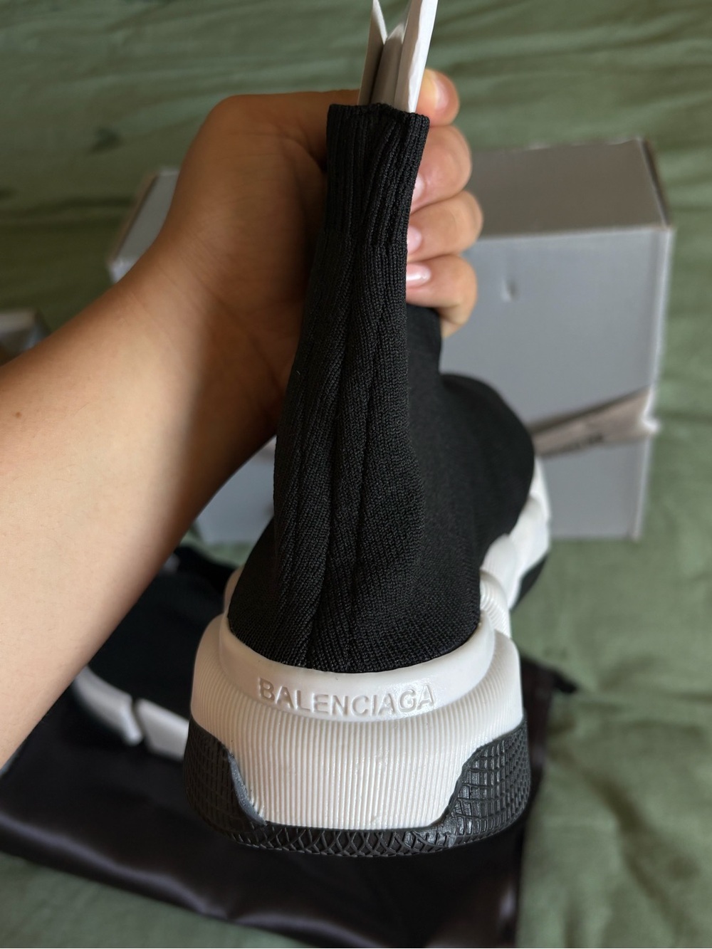 Black and White Speed Sock Sneakers - Picture 5 of 6
